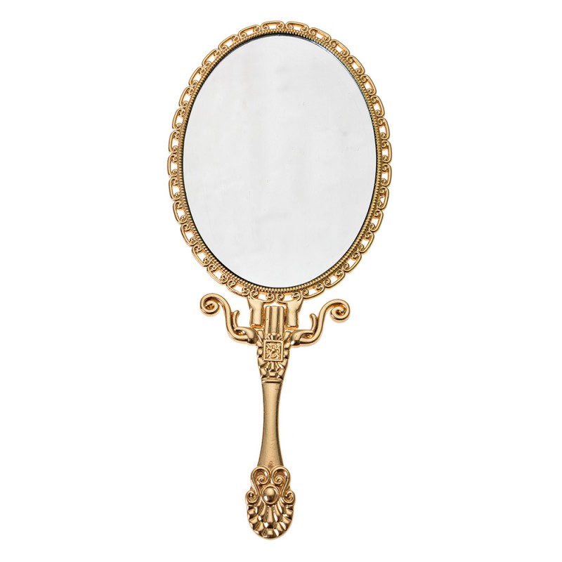 JZSP0004 Handheld Mirror 8x2x18 cm Gold colored Polyresin Glass Oval