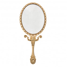 2JZSP0005 Handheld Mirror 8x2x18 cm Gold colored Metal Glass Oval