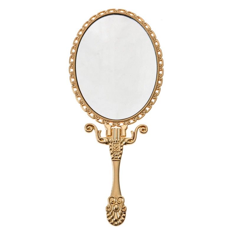 JZSP0005 Handheld Mirror 8x2x18 cm Gold colored Metal Glass Oval