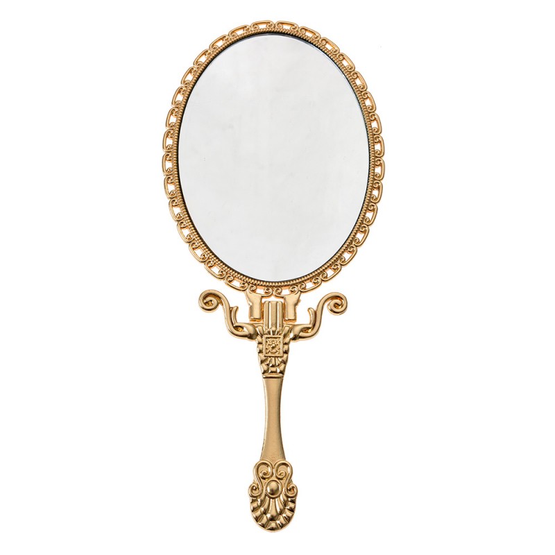 JZSP0005 Handheld Mirror 8x2x18 cm Gold colored Polyresin Glass Oval