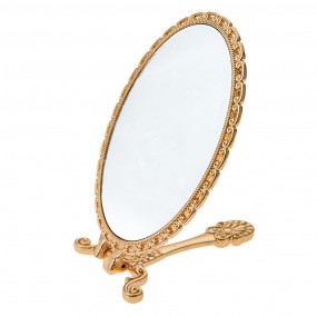 2JZSP0005 Handheld Mirror 8x2x18 cm Gold colored Metal Glass Oval