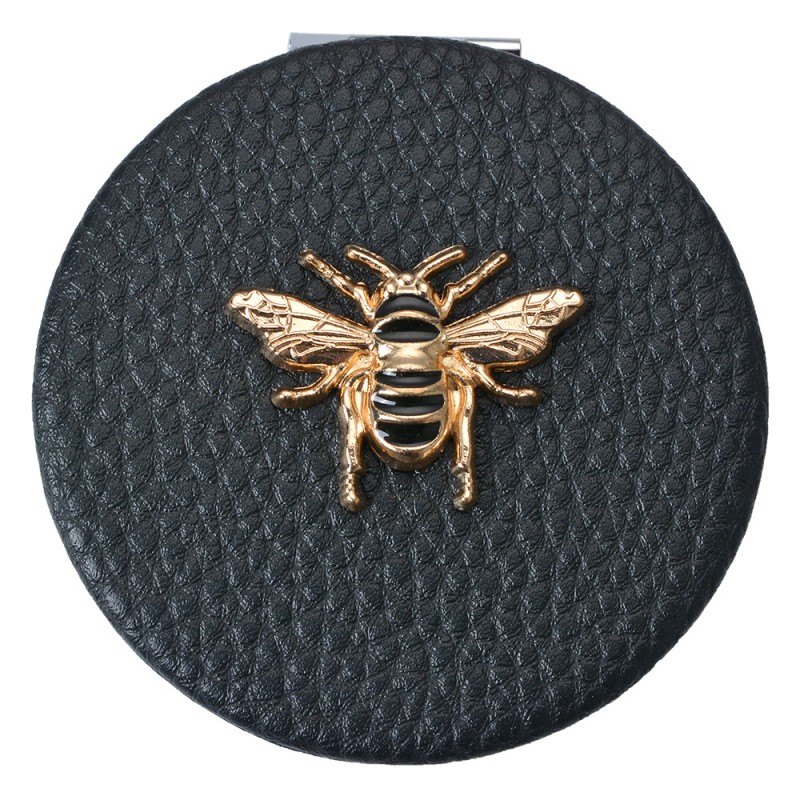 JZSP0008Z Handheld Mirror Ø 6 cm Black Polyresin Glass Bee Round