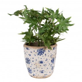 26CE1658L Planter Ø 16x16 cm Beige Blue Ceramic Roses Indoor Planter