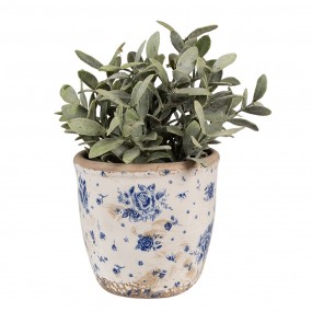 26CE1658S Planter Ø 13x12 cm Beige Blue Ceramic Roses Indoor Planter