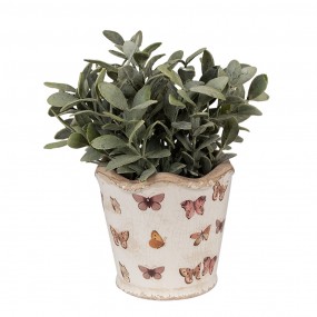 26CE1664S Planter Ø 13x12 cm Beige Pink Ceramic Butterflies Indoor Planter