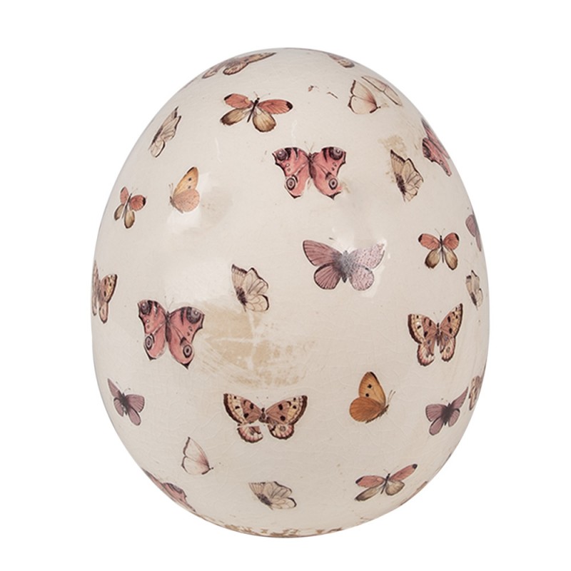 6CE1667L Decoration Egg Ø 14x16 cm Beige Pink Ceramic