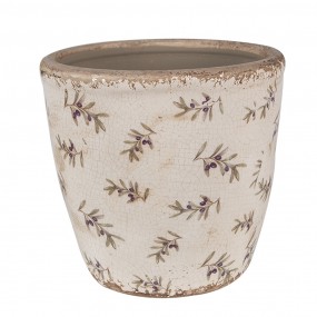 26CE1669L Pot de fleurs Ø 16x16 cm Beige Bleu Céramique Olives Pot de fleurs d'intérieur