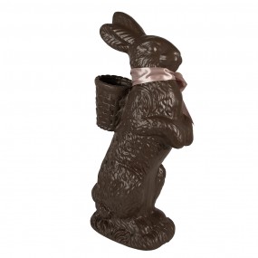 25PR0132 Figurine Lapin 52 cm Marron Rose Polyrésine