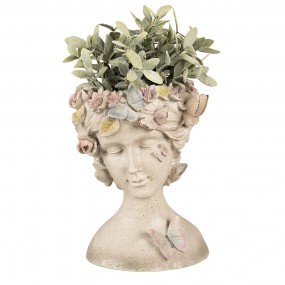 26PR3895 Planter Woman 20x18x26 cm Grey Plastic Butterflies