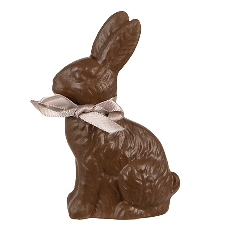 6PR4120 Figurine Lapin 10 cm Marron Rose Polyrésine