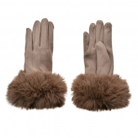 2JZGL0064BE Gloves with fur 9x24 cm Brown Polyester