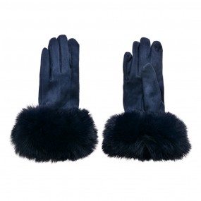 2JZGL0064BL Gloves with fur 9x24 cm Blue Polyester