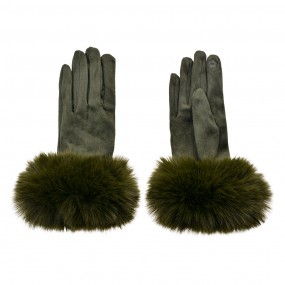 2JZGL0064GR Gloves with fur 9x24 cm Green Polyester