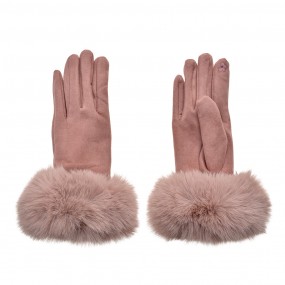 2JZGL0064P Gloves with fur 9x24 cm Pink Polyester