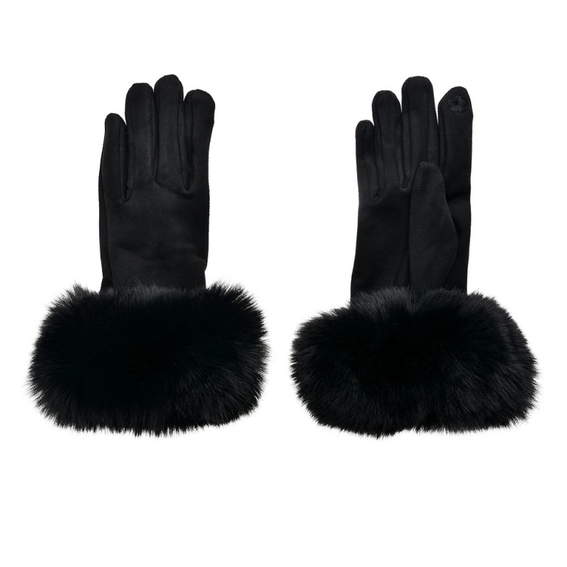 JZGL0064Z Gloves with fur 9x24 cm Black Polyester