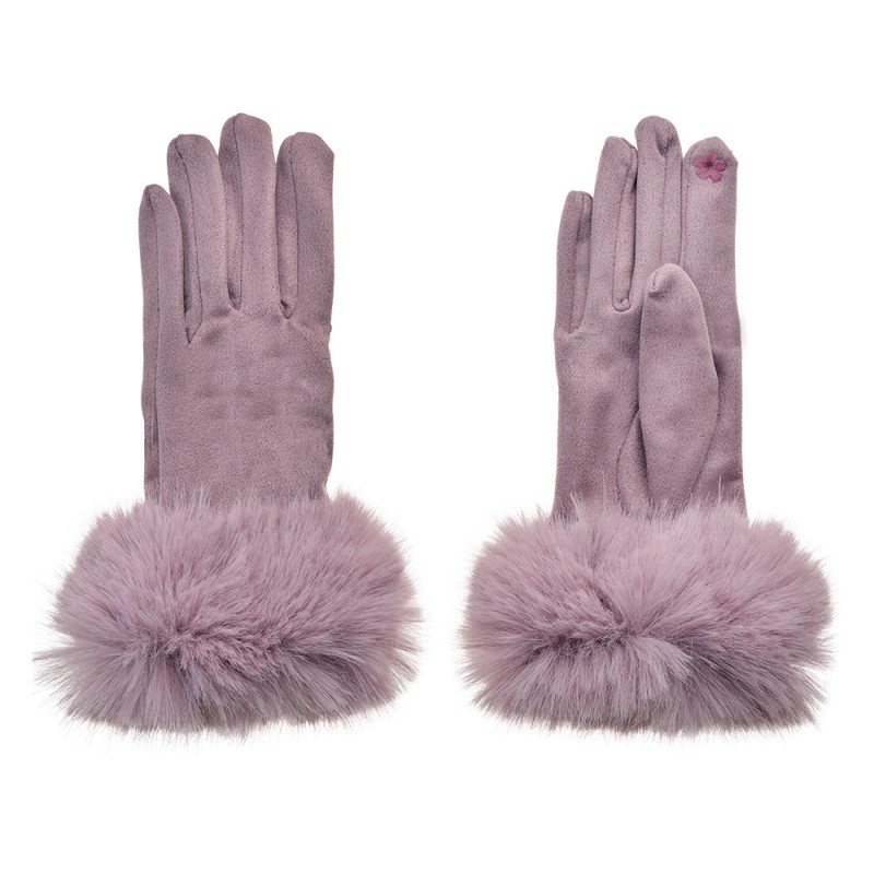 JZGL0065LA Gloves with fur 9x24 cm Purple Polyester