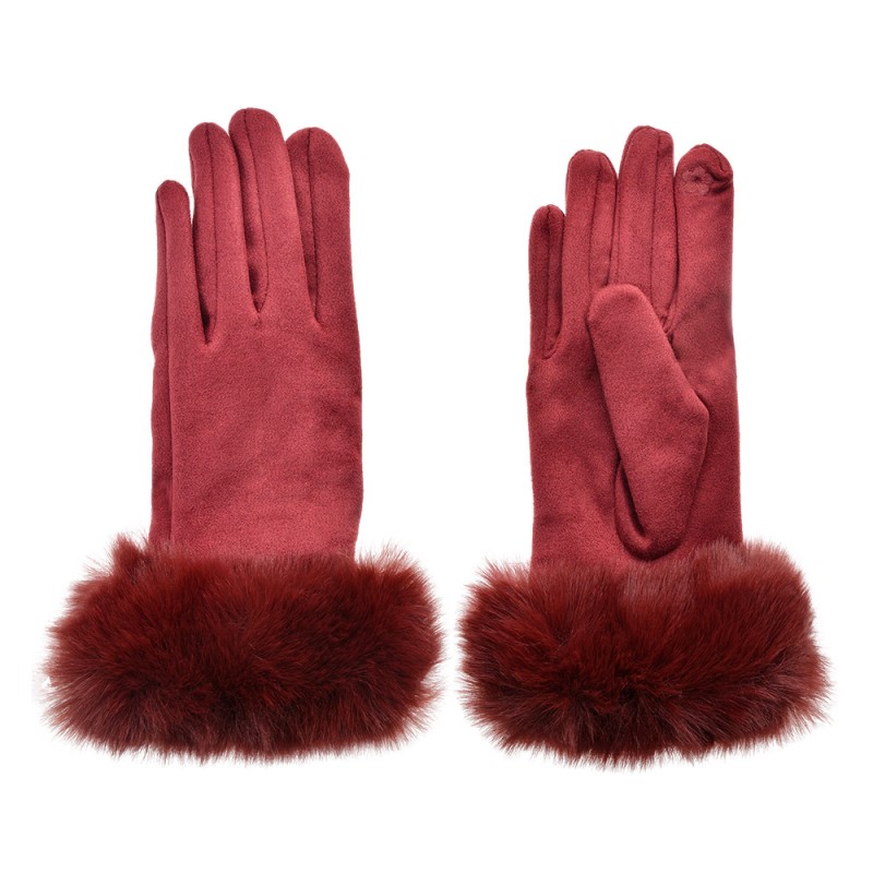 JZGL0079BU Handschoenen met imitatiebont  9x24 cm Rood Polyester
