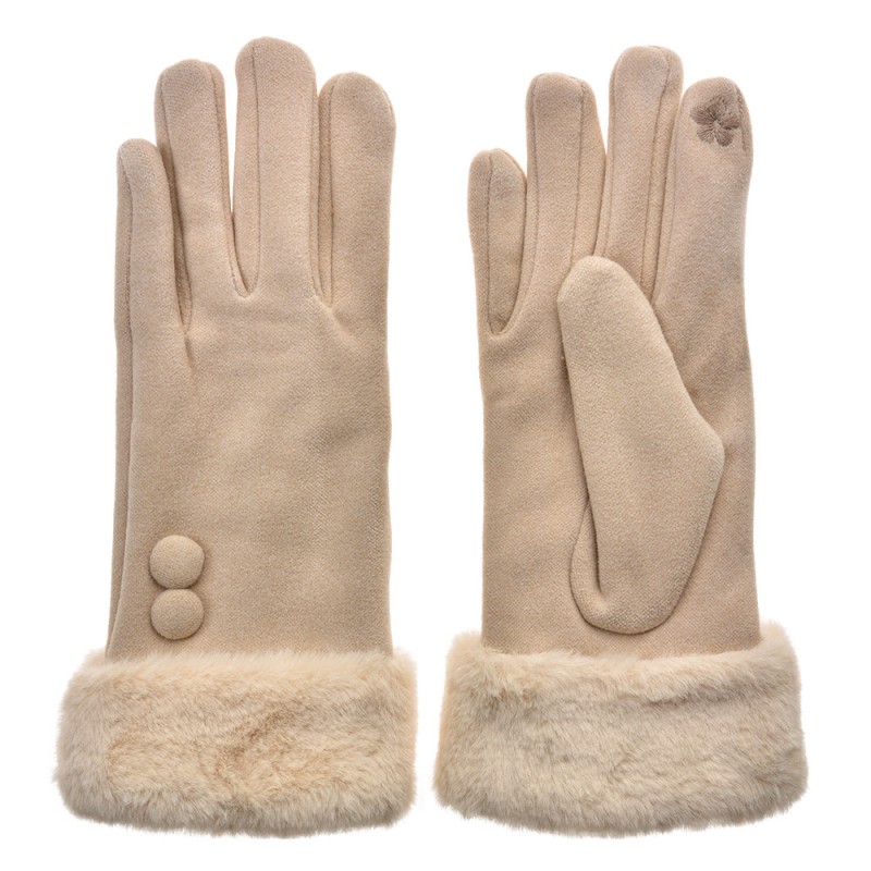 JZGL0081 Gants en fausse fourrure 9x24 cm Beige Polyester