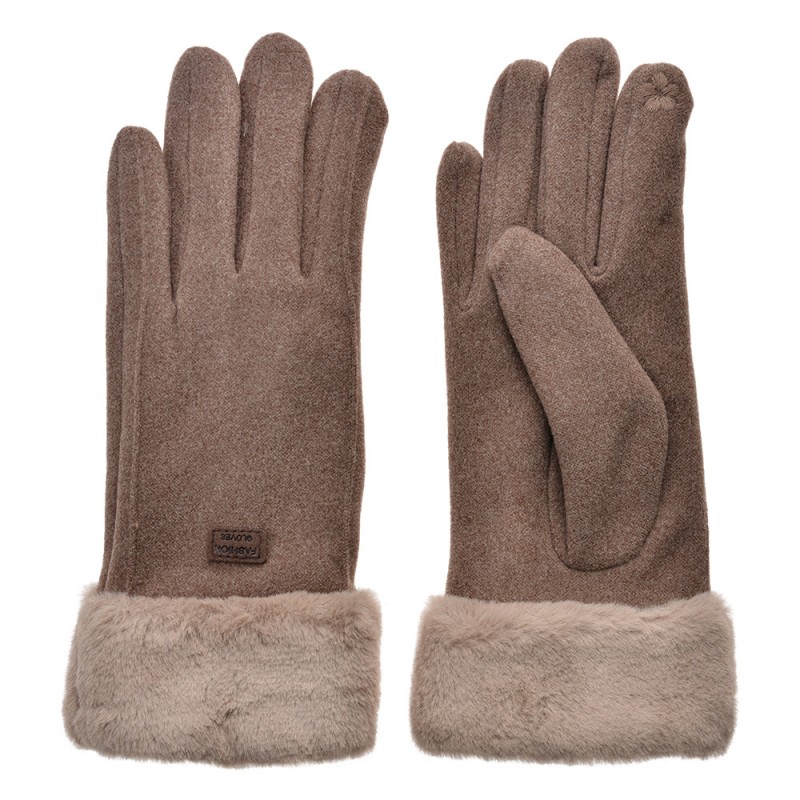 JZGL0082 Gants en fausse fourrure 9x24 cm Marron Polyester