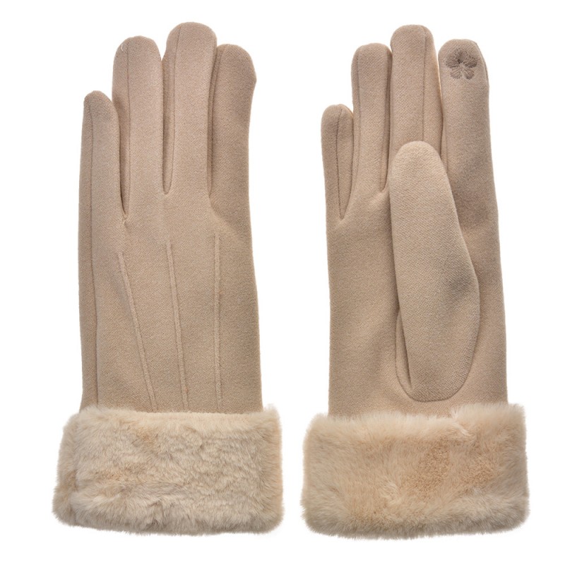 JZGL0083 Handschoenen met imitatiebont  9x24 cm Beige Polyester