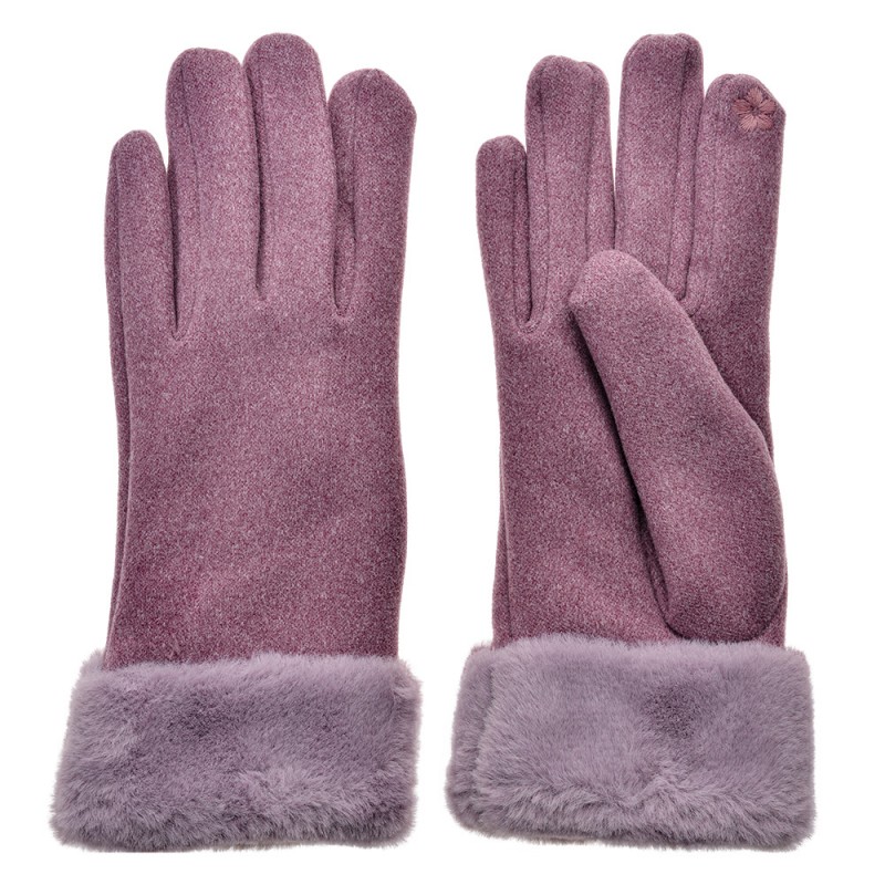 JZGL0085LA Gloves with fur 9x24 cm Purple Polyester