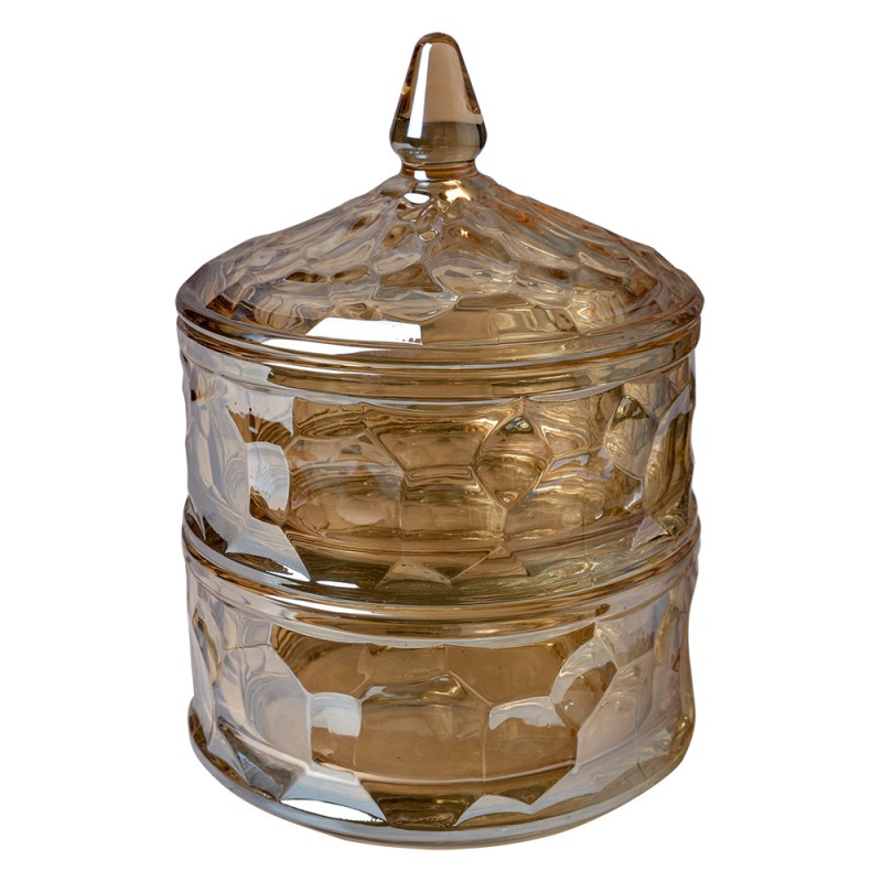 6GL4875 Glass Jar Ø 13x18 cm Brown Glass Jar with Lid