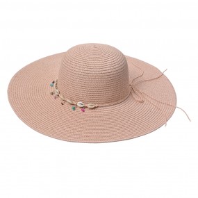 2JZHA0105 Women's Hat Pink Paper straw Shells Sun Hat
