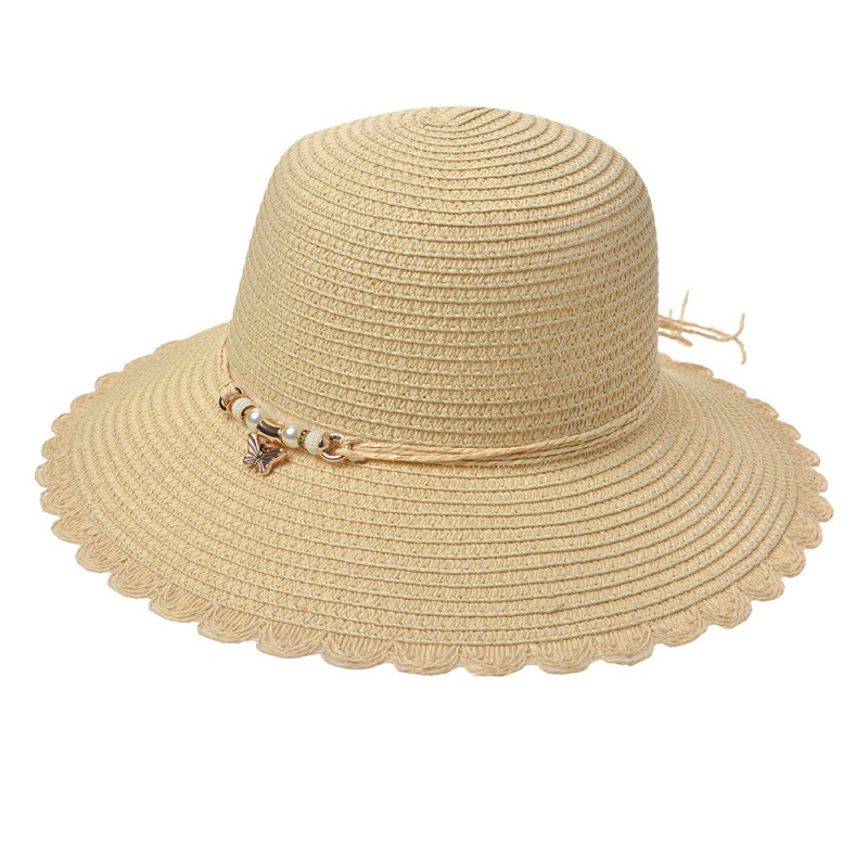 JZHA0109 Cappello da donna Beige Paglia di carta Cappello da sole