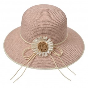 2JZHA0112P Women's Hat Pink Paper straw Flower Sun Hat