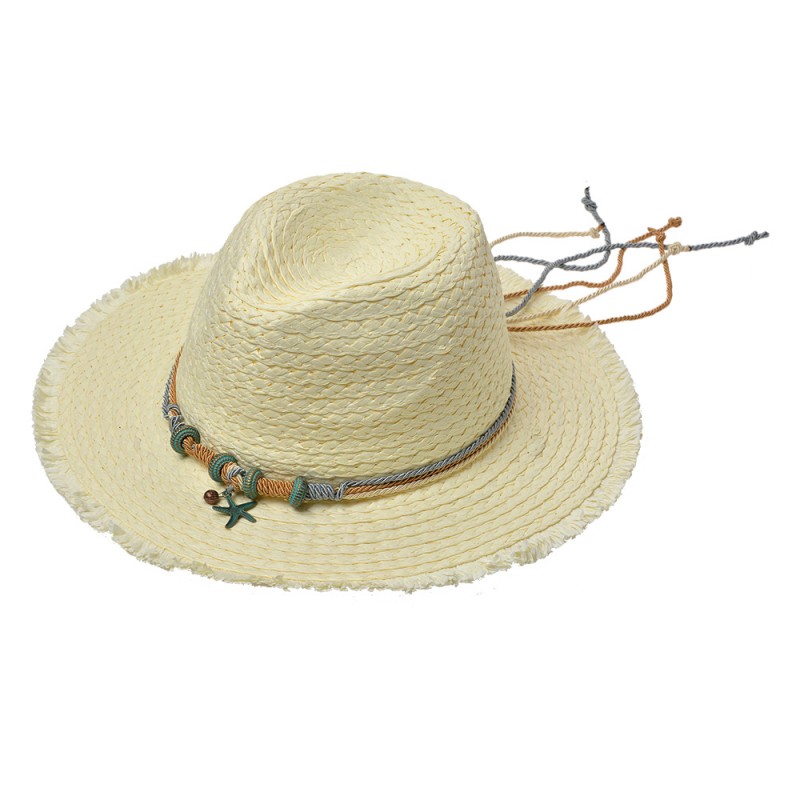 JZHA0115 Cappello da donna Beige Paglia di carta Cappello da sole