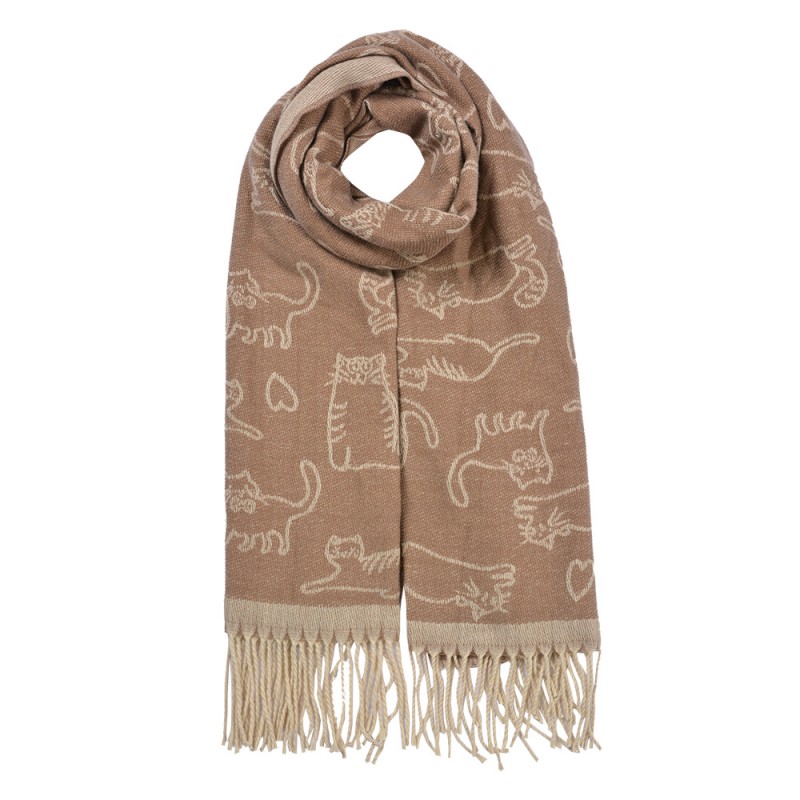 JZSC0815BE Winter Scarf Women 65x180 cm Brown Cat Scarf