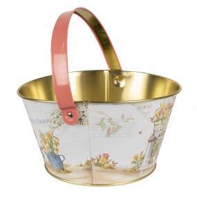 26BL0107 Decorative Basket Ø 19x10 cm White Aluminium Rabbit Bucket