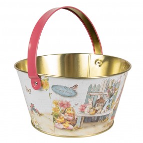 26BL0108 Decorative Basket Ø 19x10 cm White Aluminium Rabbit Bucket