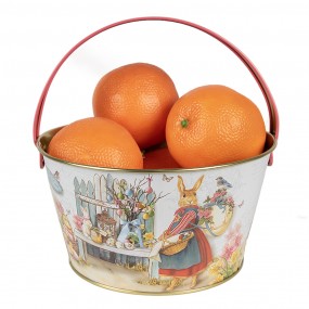 26BL0108 Decorative Basket Ø 19x10 cm White Aluminium Rabbit Bucket