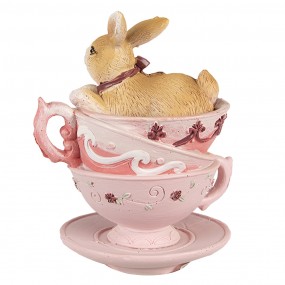 26PR4985 Figurine Lapin 10 cm Marron Rose Polyrésine