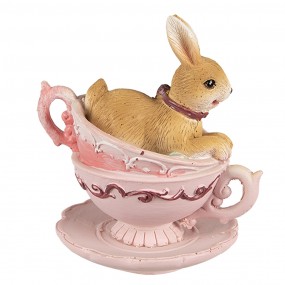 26PR4986 Figurine Lapin 9 cm Marron Rose Polyrésine