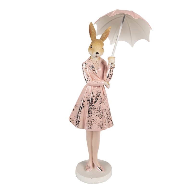 6PR4991 Figur Kaninchen 28 cm Braun Rosa Polyresin