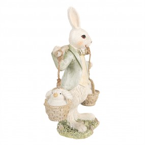 26PR4993 Figur Kaninchen 17 cm Weiß Grün Polyresin