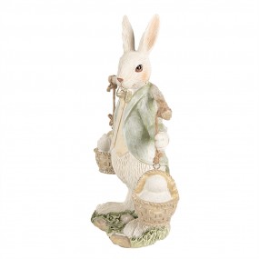 26PR4993 Figur Kaninchen 17 cm Weiß Grün Polyresin