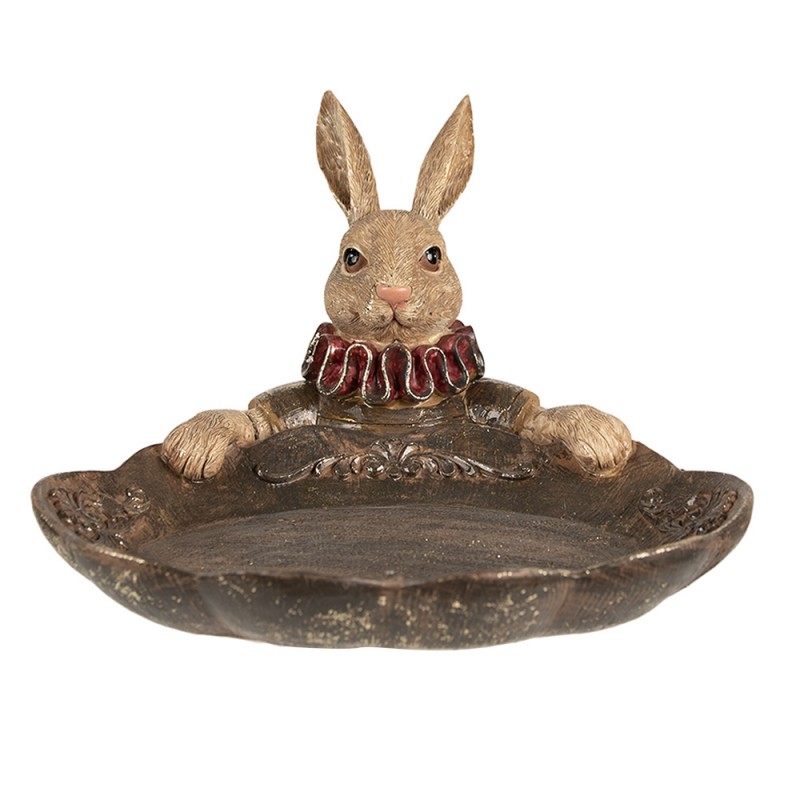 6PR5013 Bol de décoration Lapin 21x21x15 cm Marron Plastique Ovale