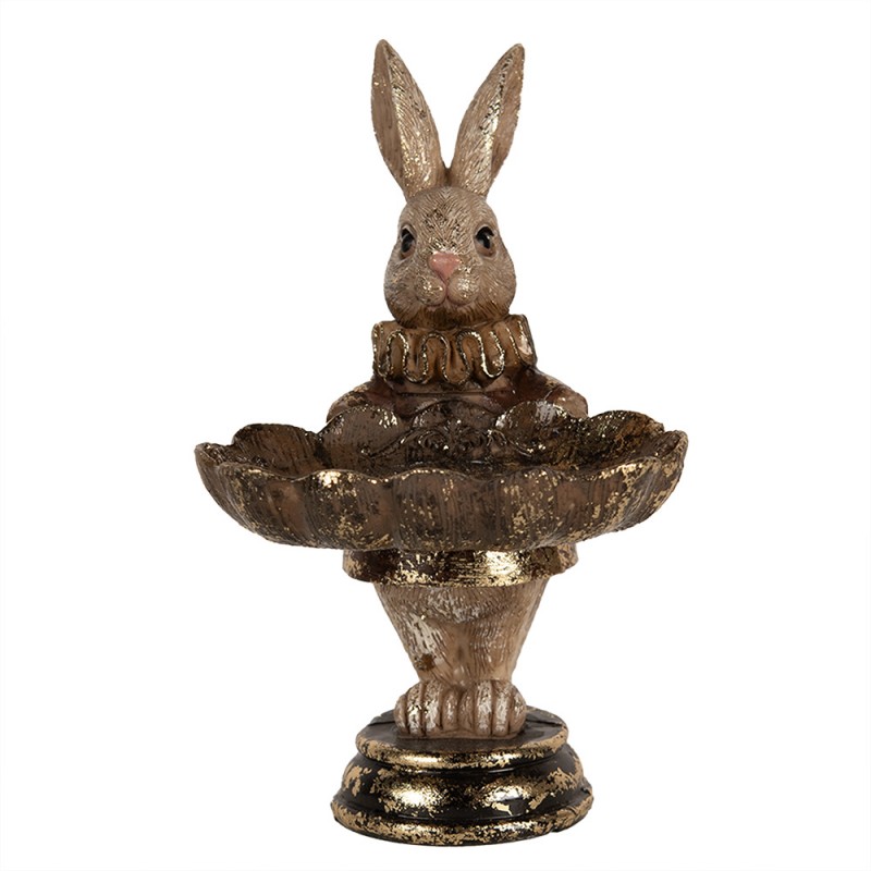 6PR5014 Decorative Bowl Rabbit 11x9x15 cm Brown Plastic Oval