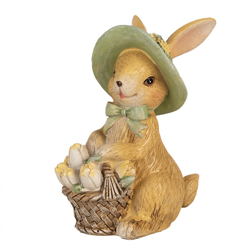 6PR5018 Figurine Rabbit 11 cm Brown Green Polyresin