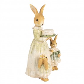 26PR5021 Figur Kaninchen 21 cm Braun Grün Polyresin