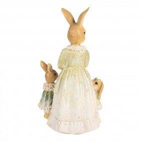 26PR5021 Figurine Lapin 21 cm Marron Vert Polyrésine