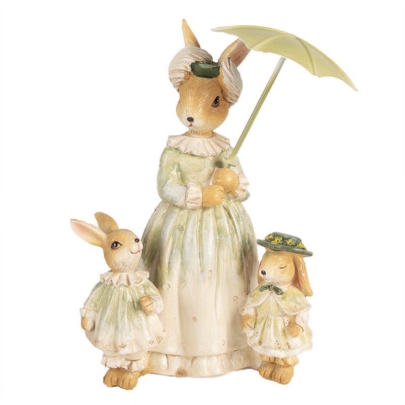 6PR5023 Figur Kaninchen 21 cm Braun Grün Polyresin