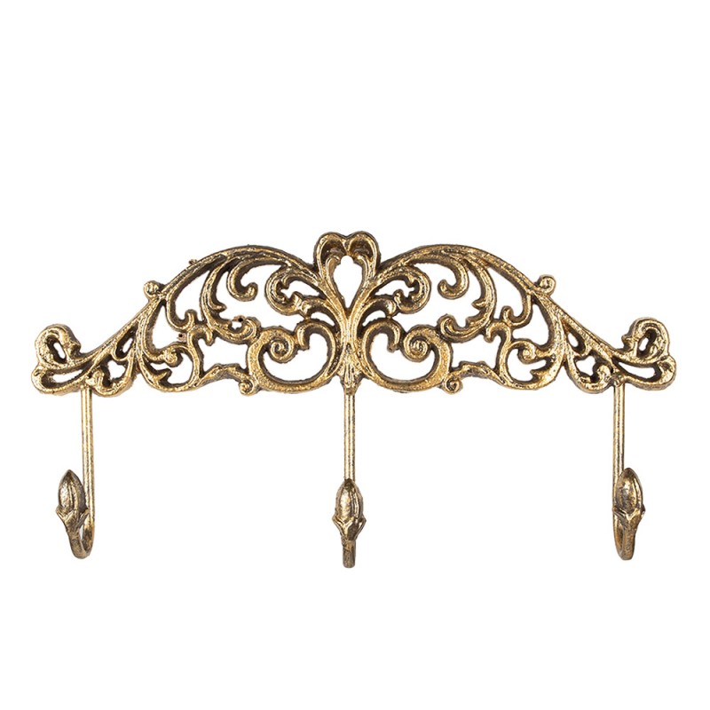 6Y5435 Wall Coat Rack 38x5x19 cm Gold colored Iron
