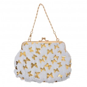 2JZWA0178W Brieftasche 15x10 cm Weiß Goldfarbig Synthetisch Schmetterlinge Kosmetiktasche