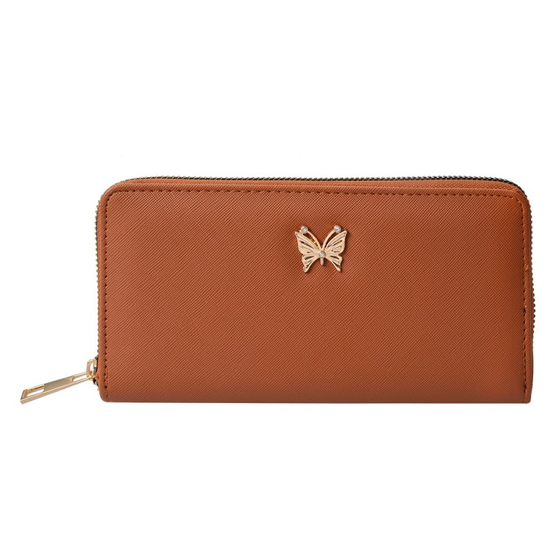 JZWA0193CH Wallet 19x10 cm Brown Artificial Leather Butterfly Rectangle