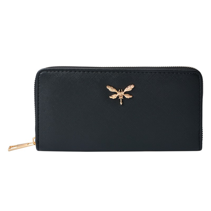 JZWA0194Z Wallet 19x10 cm Black Artificial Leather Dragonfly Rectangle