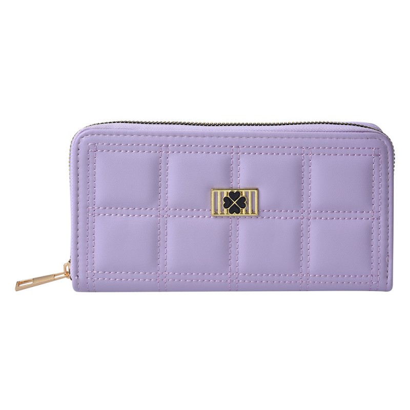 JZWA0196PA Wallet 19x10 cm Purple Artificial Leather Four-Leaf Clover Rectangle